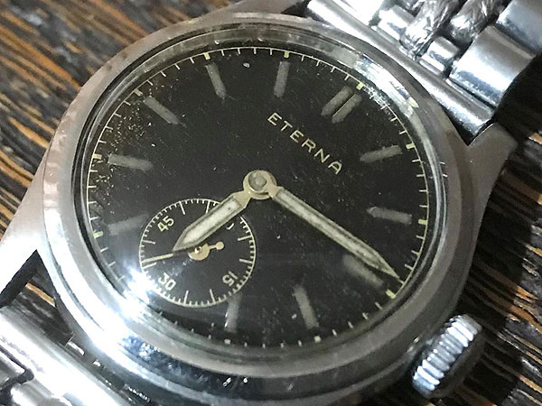 銀座シェルマン購入証明付き ETERNA エテルナ 手巻き スモールセコンド 3針 黒ダイアル