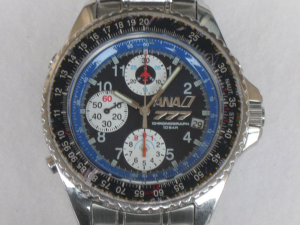 全日空 ANA クロノグラフ セイコー製 クオーツムーブメント パイロットウォッチ ボーイング777 腕時計