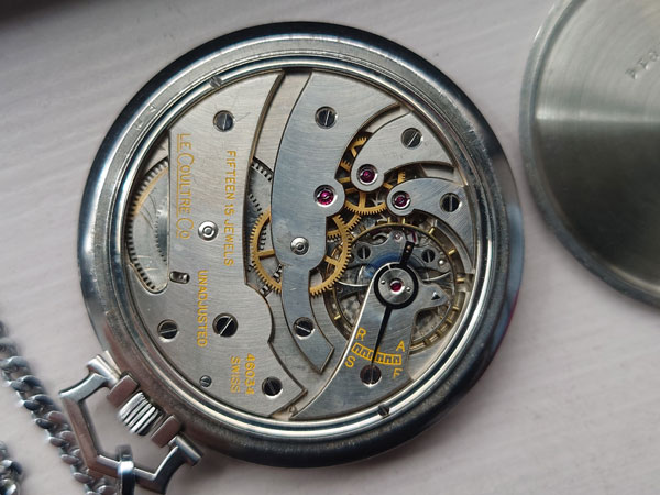 ジャガールクルト 黒 セクターダイヤル 懐中時計 Cal.415 1930年代 手巻き チェーン付